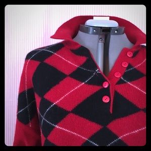 Vintage 1980’s Red & Black Argyle Sweater
